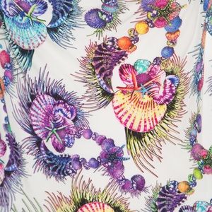 💕 JUST CAVALLI seashell draped pant, tie front multicolor shell print NEW